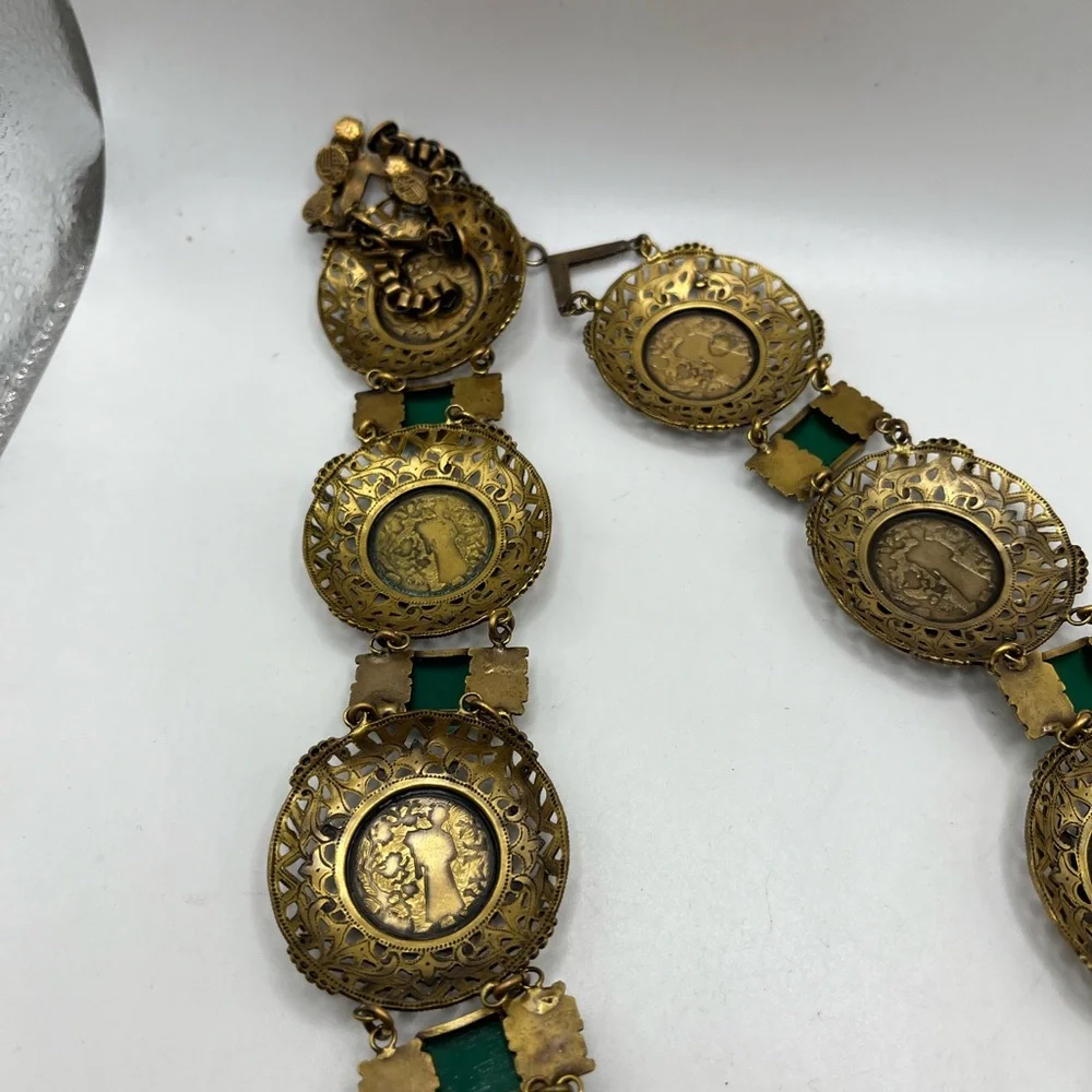 RARE Joseff Of Hollywood Necklace Asian Motif Faux Chrysoprase 32” long - Picture 14 of 14